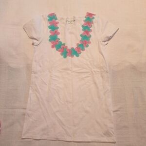 Garnet Hill girls size XL white with hawaiian design applique shirt, NWT